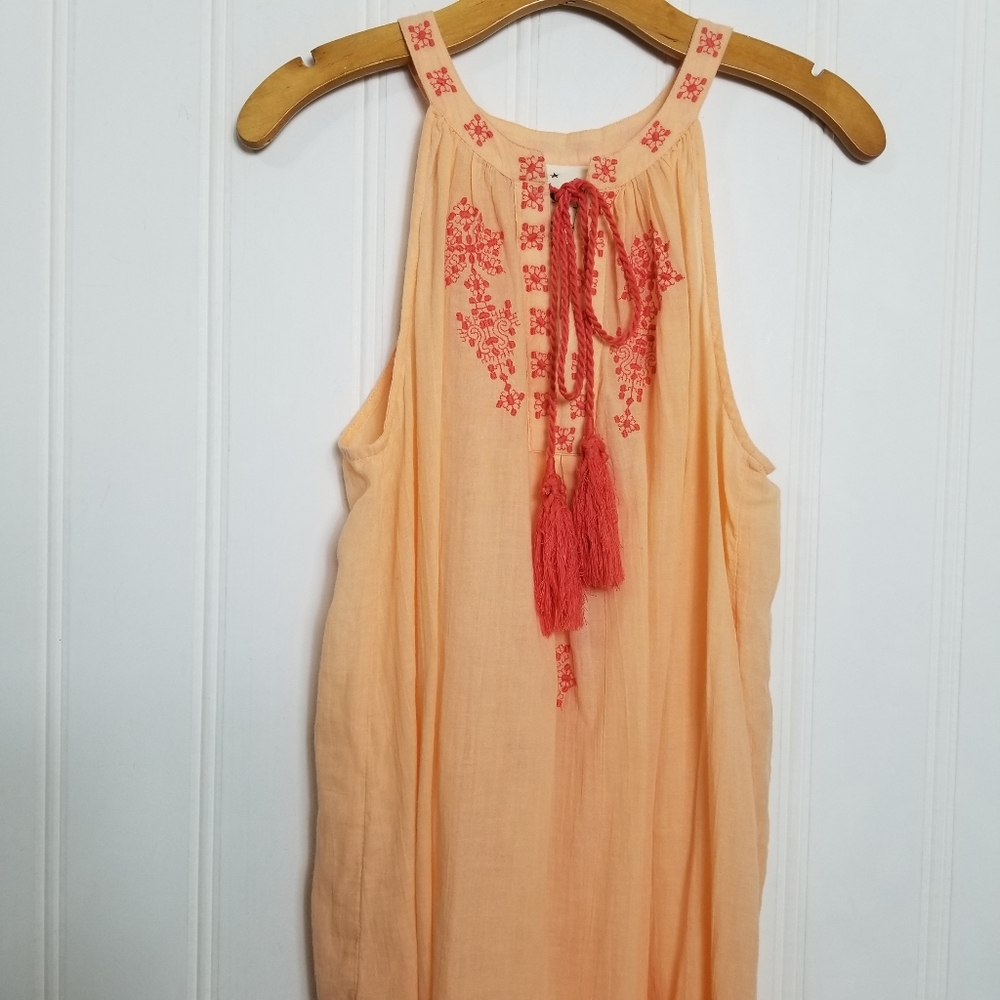 Anthro Mermaid Desert Rose Peach Embroidered Beach Tunic Cover Up NWT Size M - Picture 4 of 16